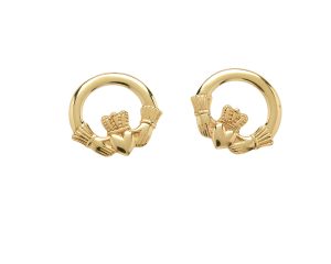 Gold Vermeil Claddagh Stud Earrings
