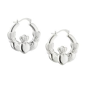 Sterling Silver Claddagh Small Hoop Earrings