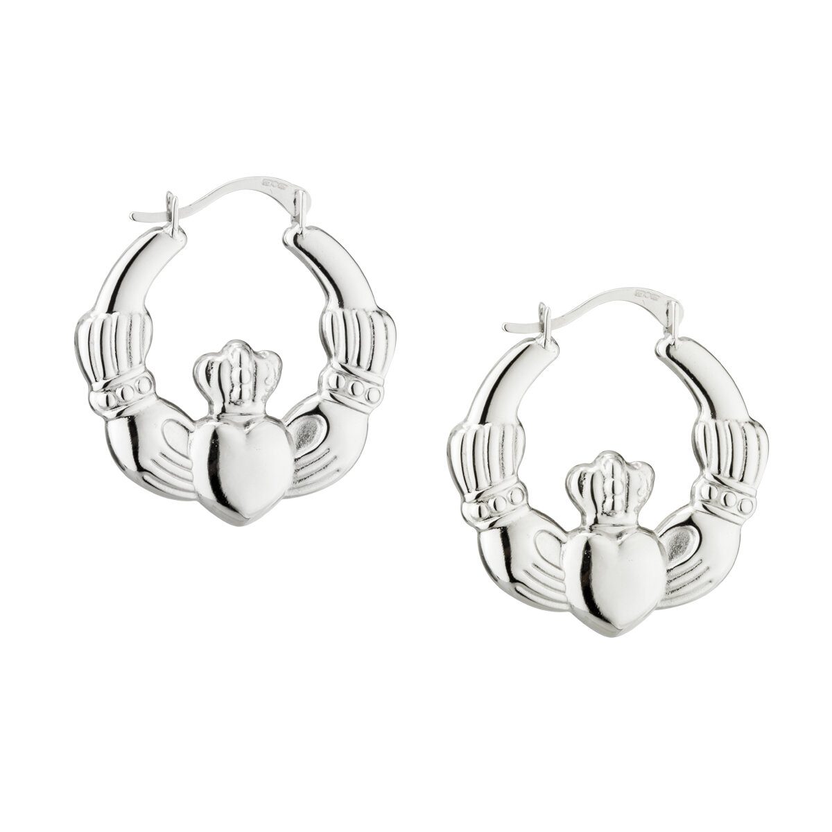 Sterling Silver Claddagh Small Hoop Earrings