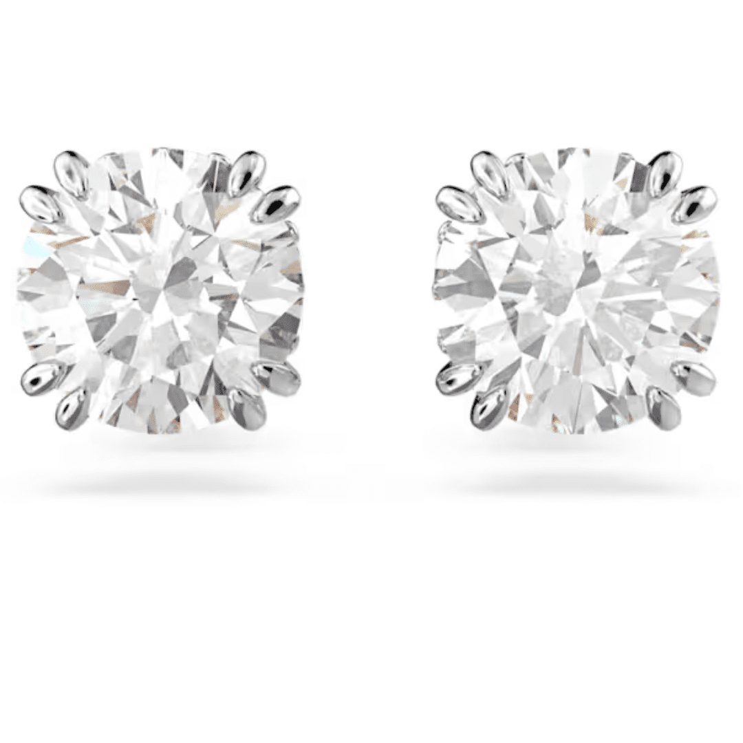 Swarovski Stilla Rhodium Crystal Stud Earrings