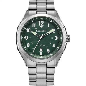 Citizen Gents Terra Force Stainless Steel Green Dial Watch