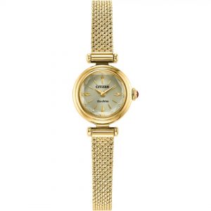 Citizen Ladies Fio Roma Gold Plated Mini Round Dial Mesh Bracelet