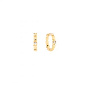 Coeur De Lion Gold Plated Circle Cubic Zirconia Hoop Earrings