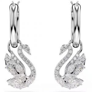 Swarovski Rhodium Plated Swan Drop Earrings
