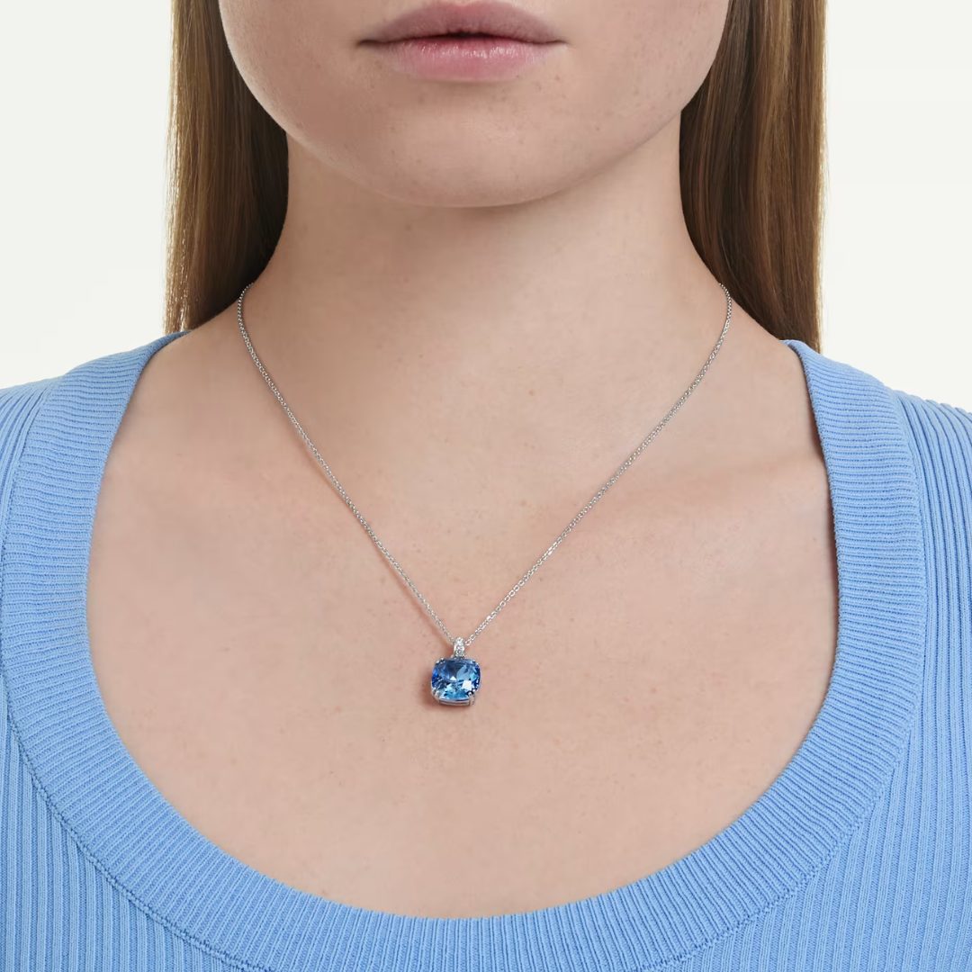 Swarovski Millenia Cut Blue Crystal Rhodium Plated Pendant - Image 6