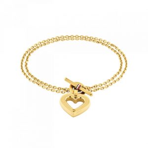 Tommy Hilfiger Gold Plated Heart T Bar Bracelet