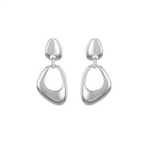 Sterling Silver CZ Organic Drop Earrings