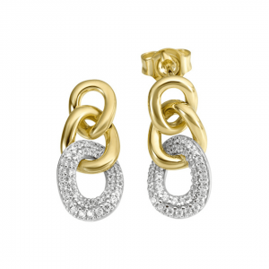 9K Gold Drop 8 Pave Diamond Set Studs
