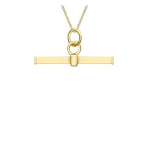 9ct Yellow Gold 20mm x 10mm Round T-Bar Pendant