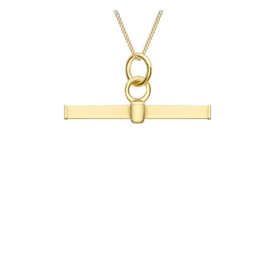 9ct Yellow Gold 20mm x 10mm Round T-Bar Pendant