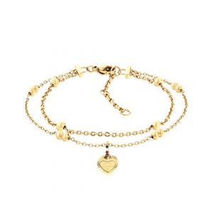 Tommy Hilfiger Gold Double Row Heart Bracelet