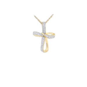 Sterling Silver Gold Plated 0.22ct Lab Created Diamond Cross Necklace