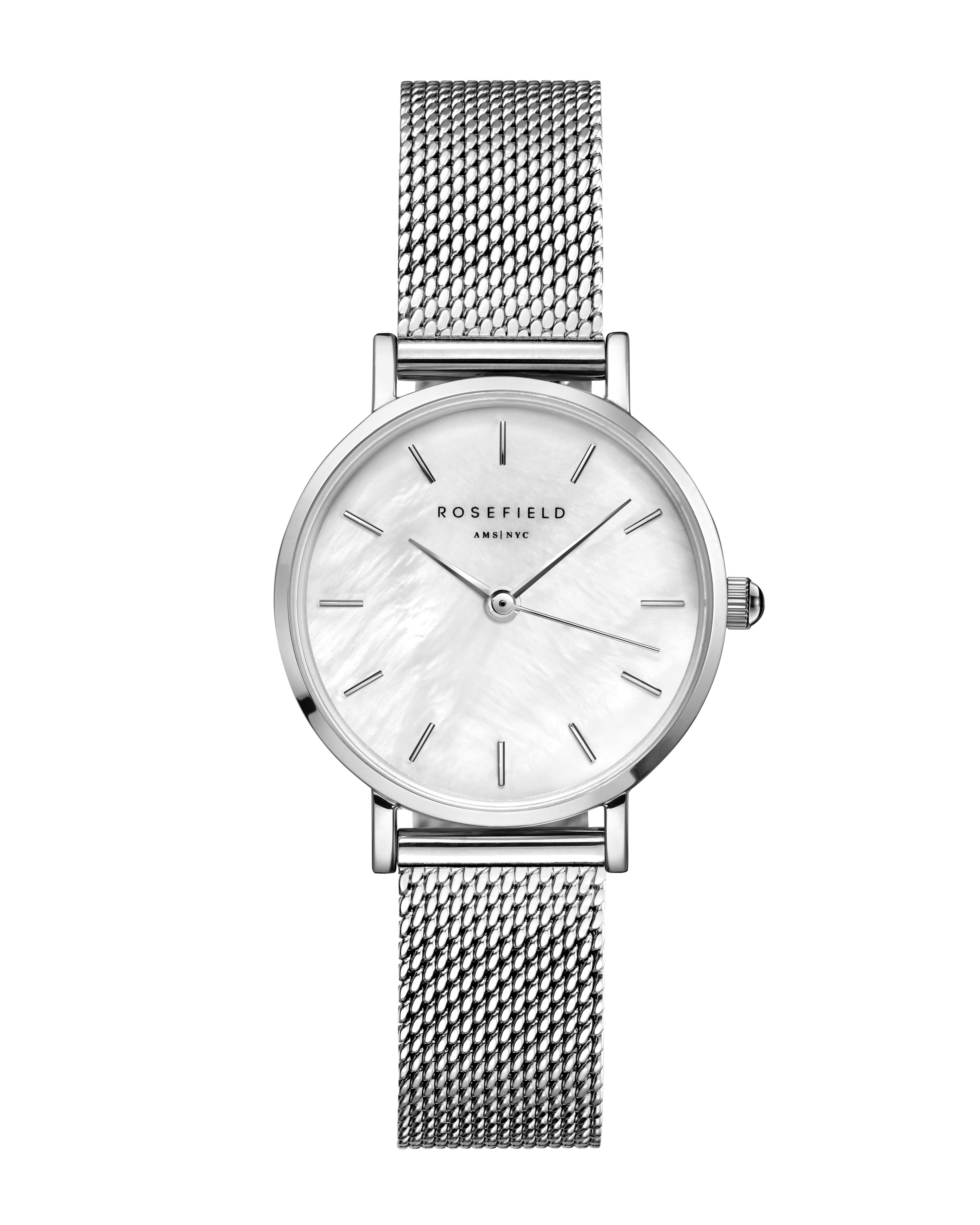 Rosefield Small Edit Silver Mesh Watch