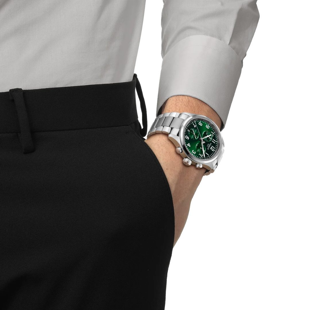 Tissot Chronograph 42mm Green Dial Steel Bracelet - Image 3