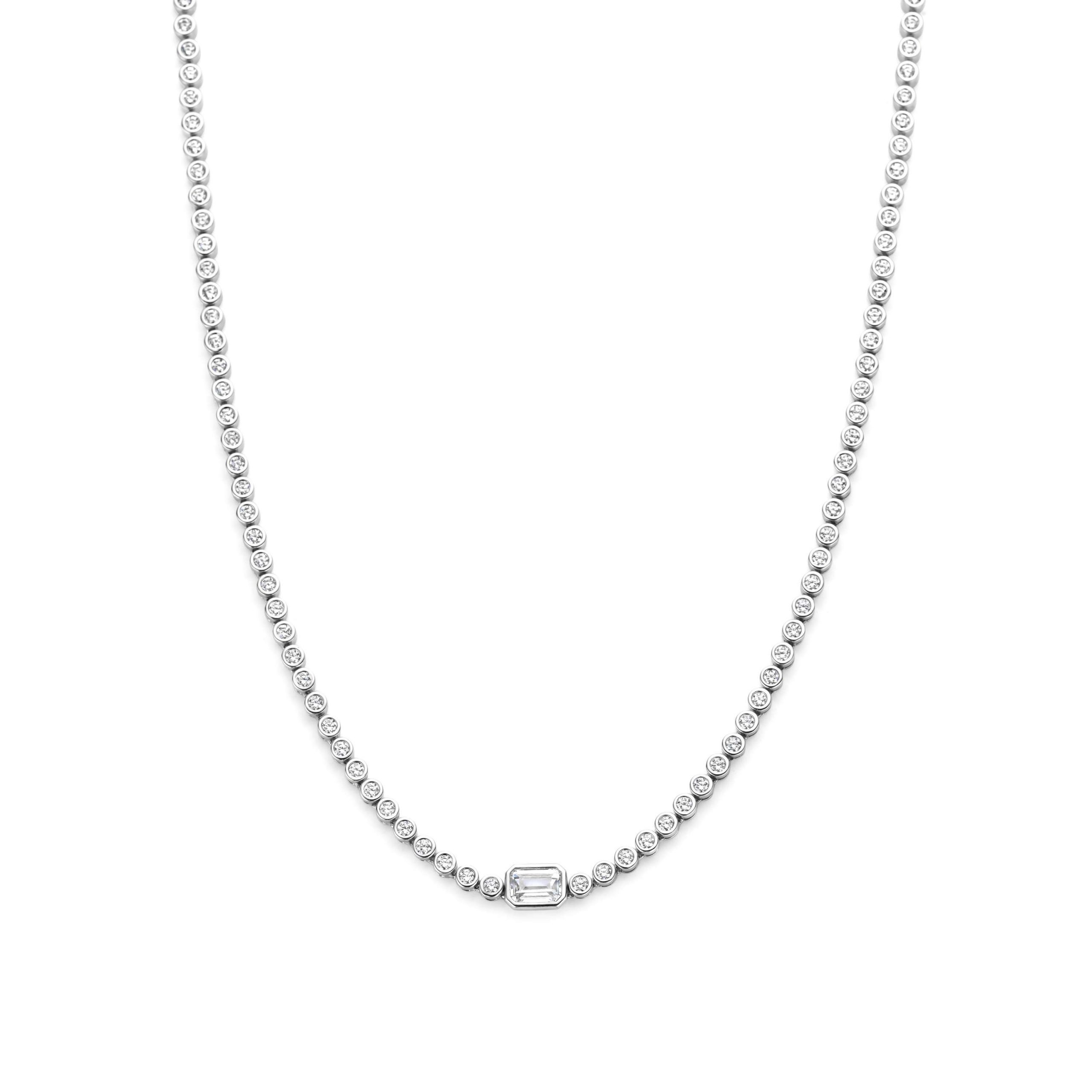 Ti Sento CZ Rub Over Tennis Necklace