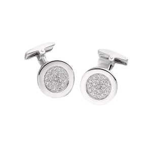 Hoxton London' Men's Sterling Silver Round CZ Cufflinks