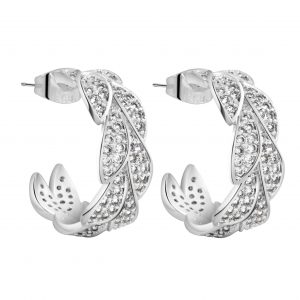 Newbridge Silver Plated Demi Hoop Leaf Earrings