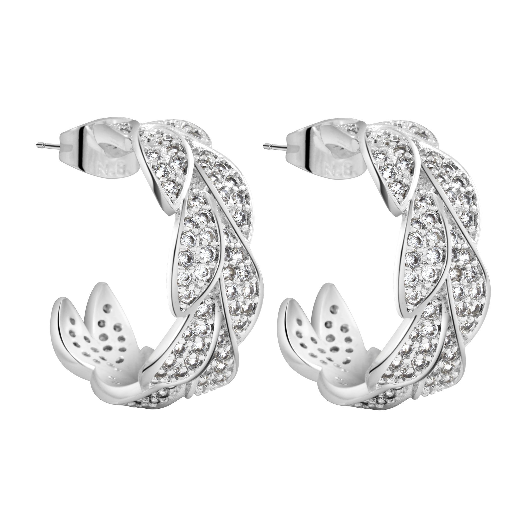 Newbridge Silver Plated Demi Hoop Leaf Earrings