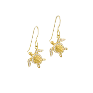 Silver and Gold Plated Cubric Zirconia Turle Drop Earring
