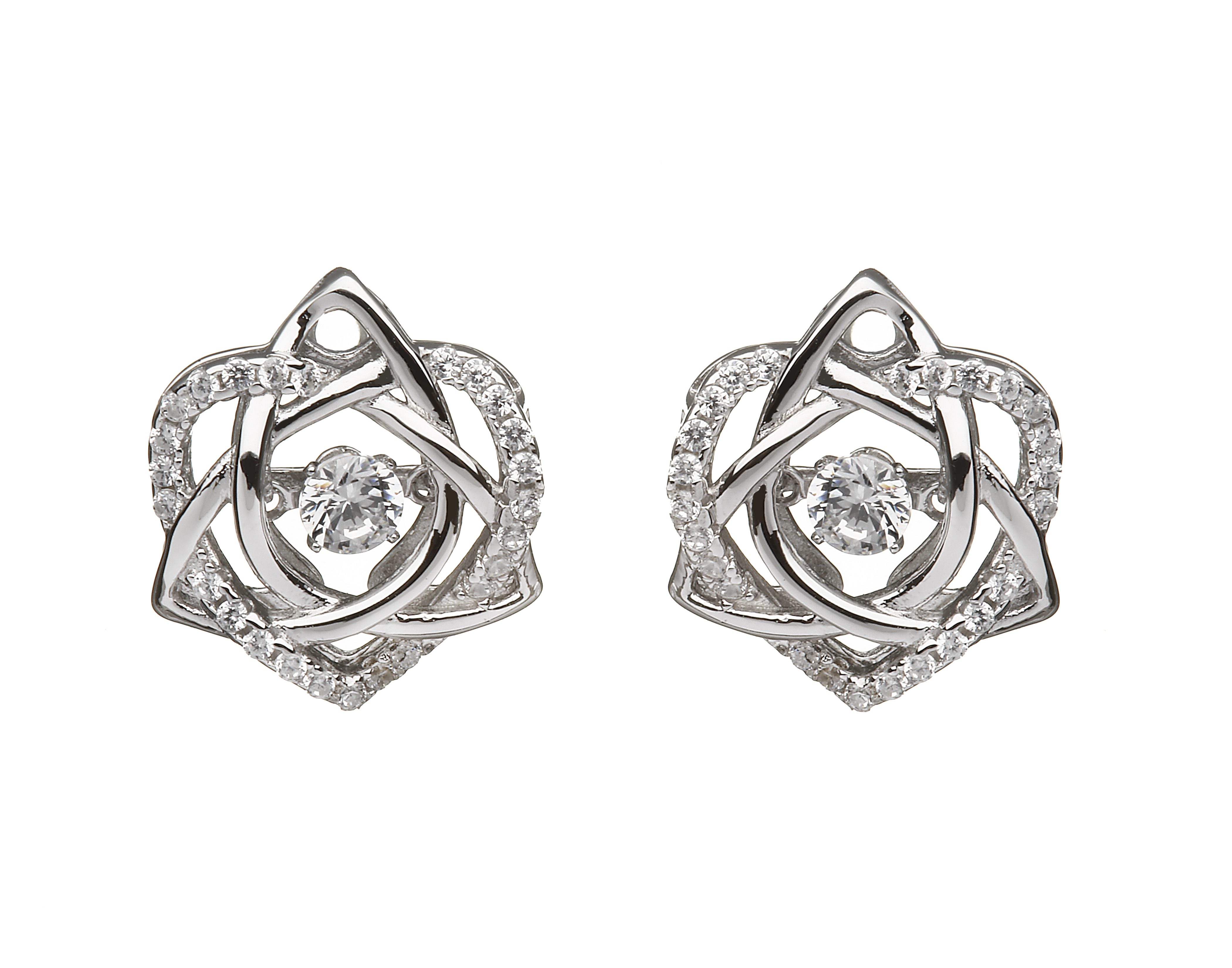 Sterling Silver Dancing Stone Celtic Earrings