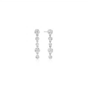 Ania Haie Silver Molten Cascade Bezel-Set Drop Stud Earrings