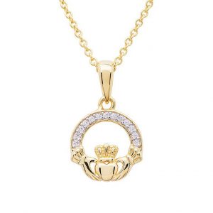 14K Gold Vermeil Claddagh Necklace