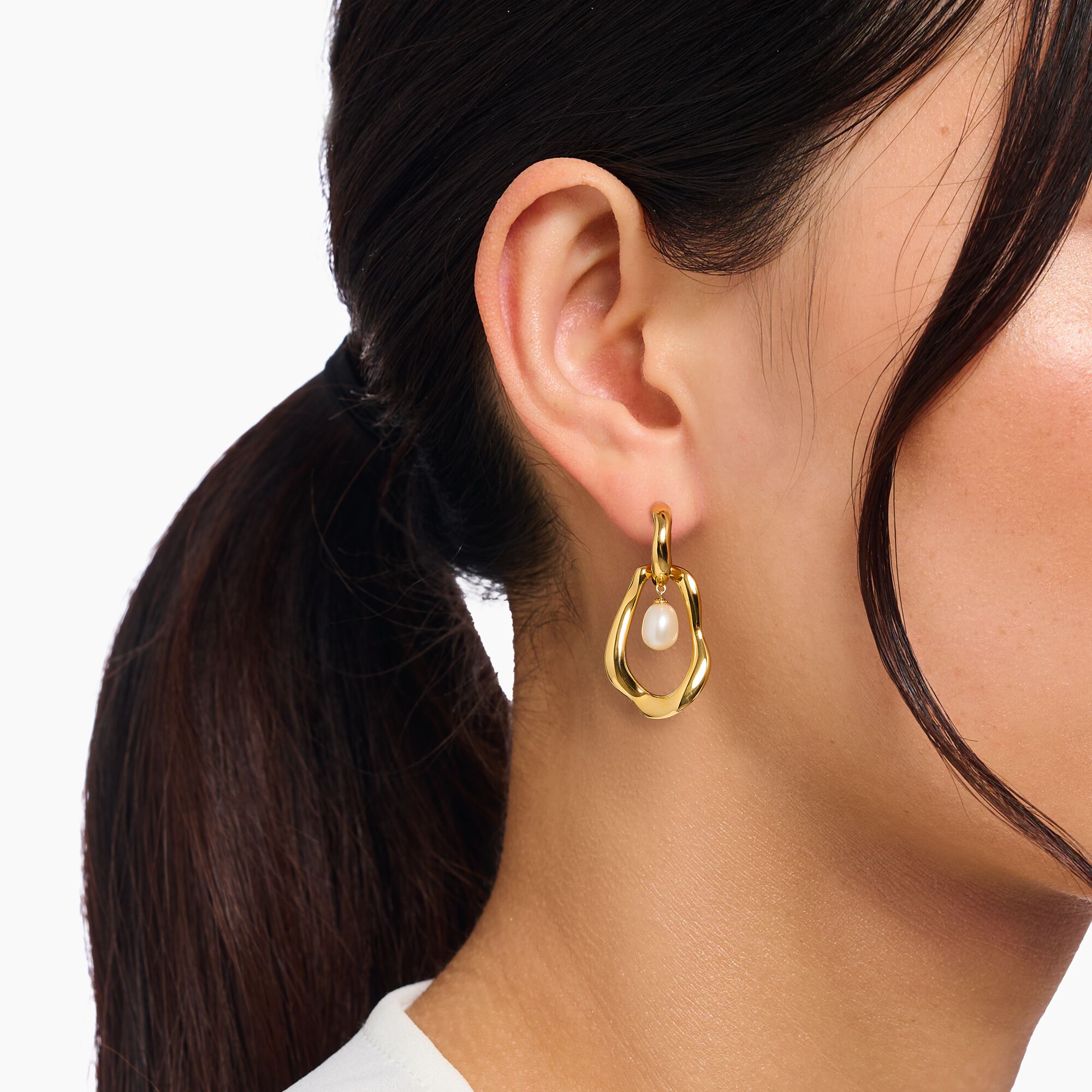 THOMAS SABO Natural Beauty GP Freshwater Pearl Hoops - Image 3