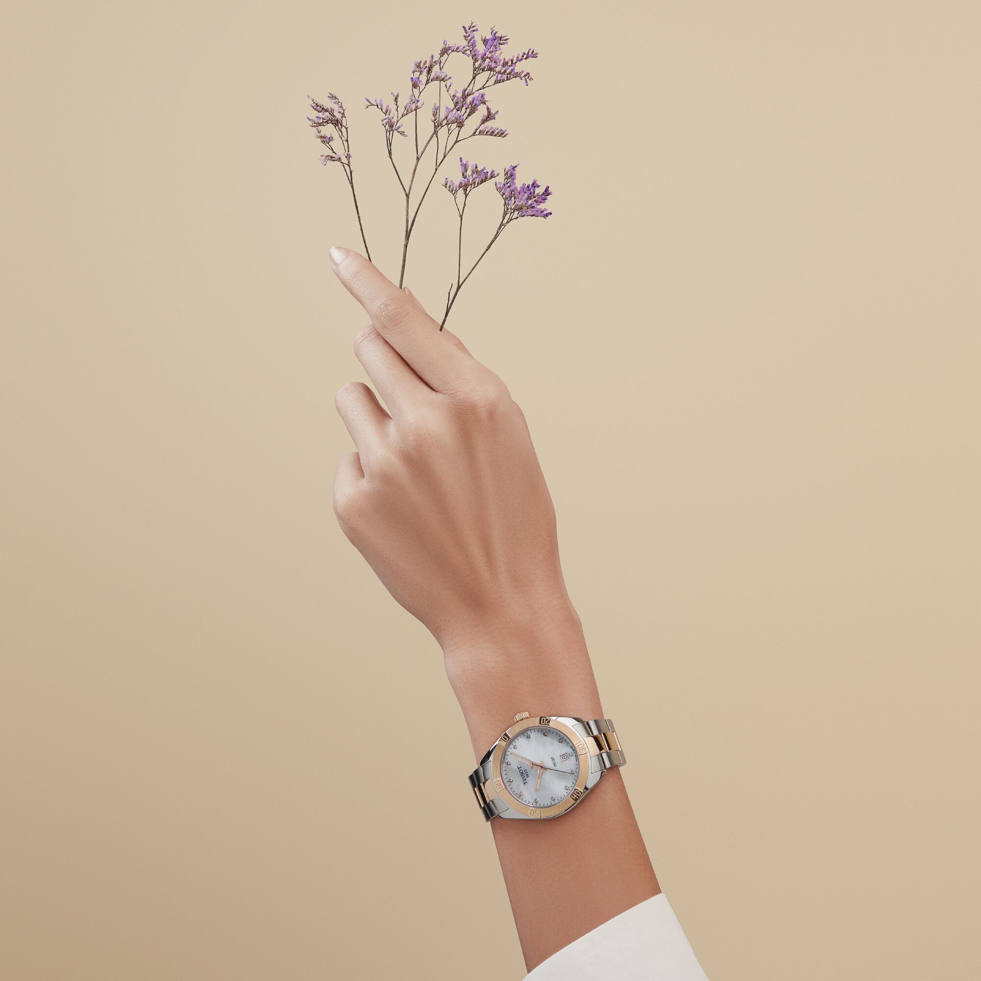 Tissot PR 100 Sport Chic Ladies Stainless Steel Rose Gold Tone Mother Of Pearl Dial Watch - Image 7