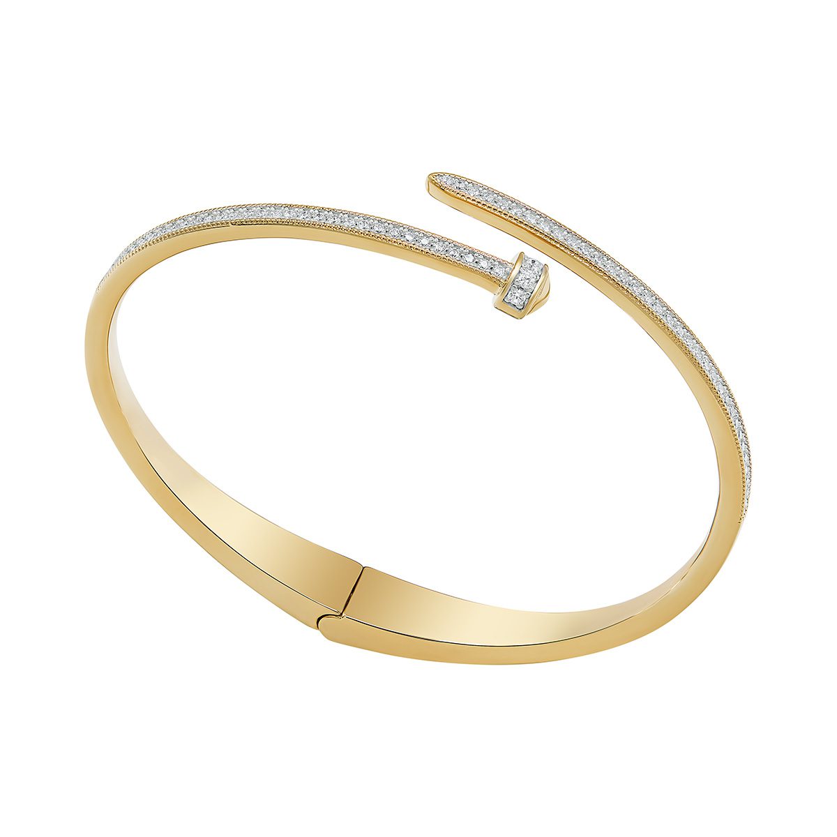 Sterling Silver Yell Cubic Zirconia Nail Bangle