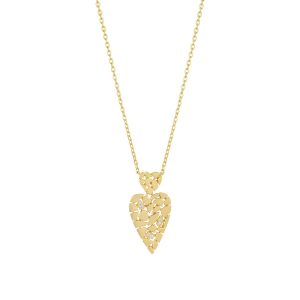 Silver Cubic Zirconia Large Broken Style Heart Pendant
