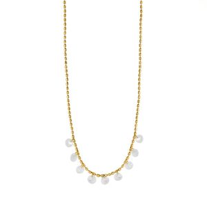 Silver Gold Ball Chain with Cubic Zirconia Drops Necklace