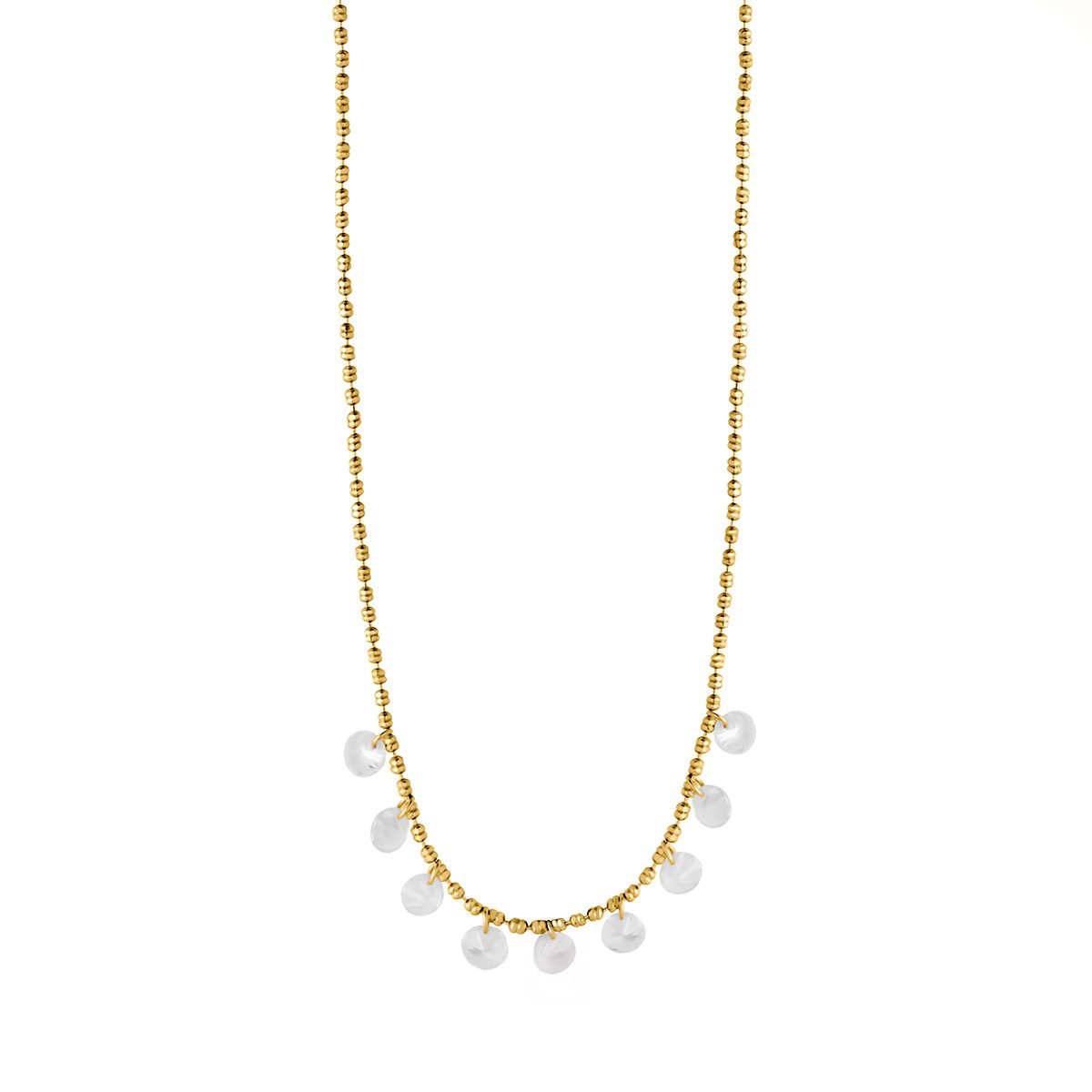 Silver Gold Ball Chain with Cubic Zirconia Drops Necklace