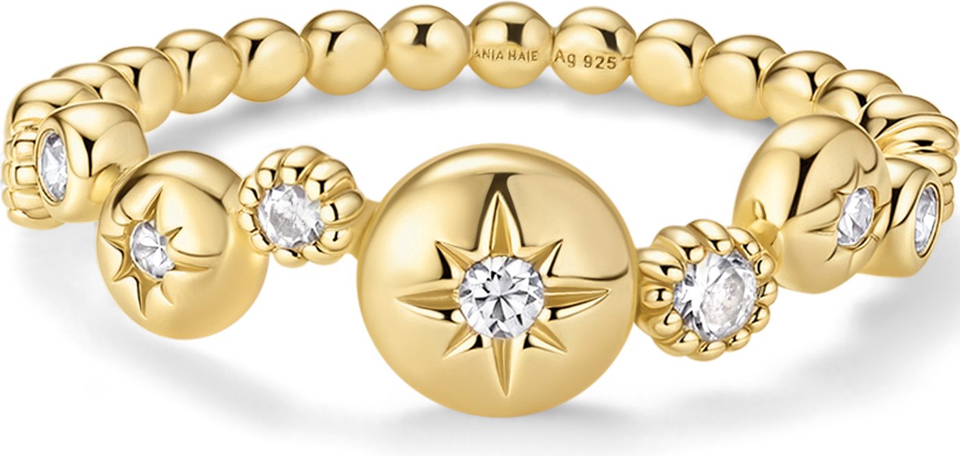 Ania Haie Gold Starburst Zig-Zag Beaded Ring - Image 4
