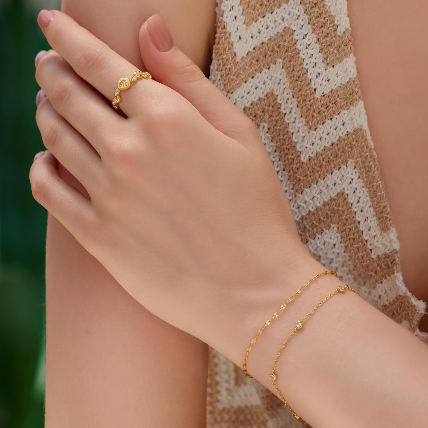 Ania Haie Gold Starburst Zig-Zag Beaded Ring - Image 3