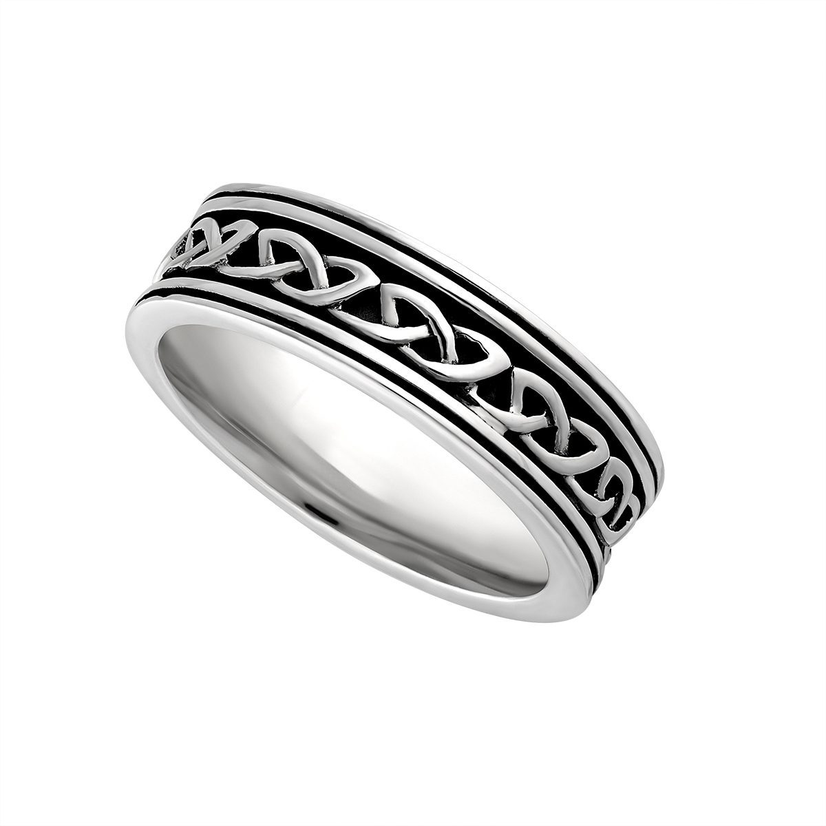Mens Oxidised Silver Celtic Knot Ring