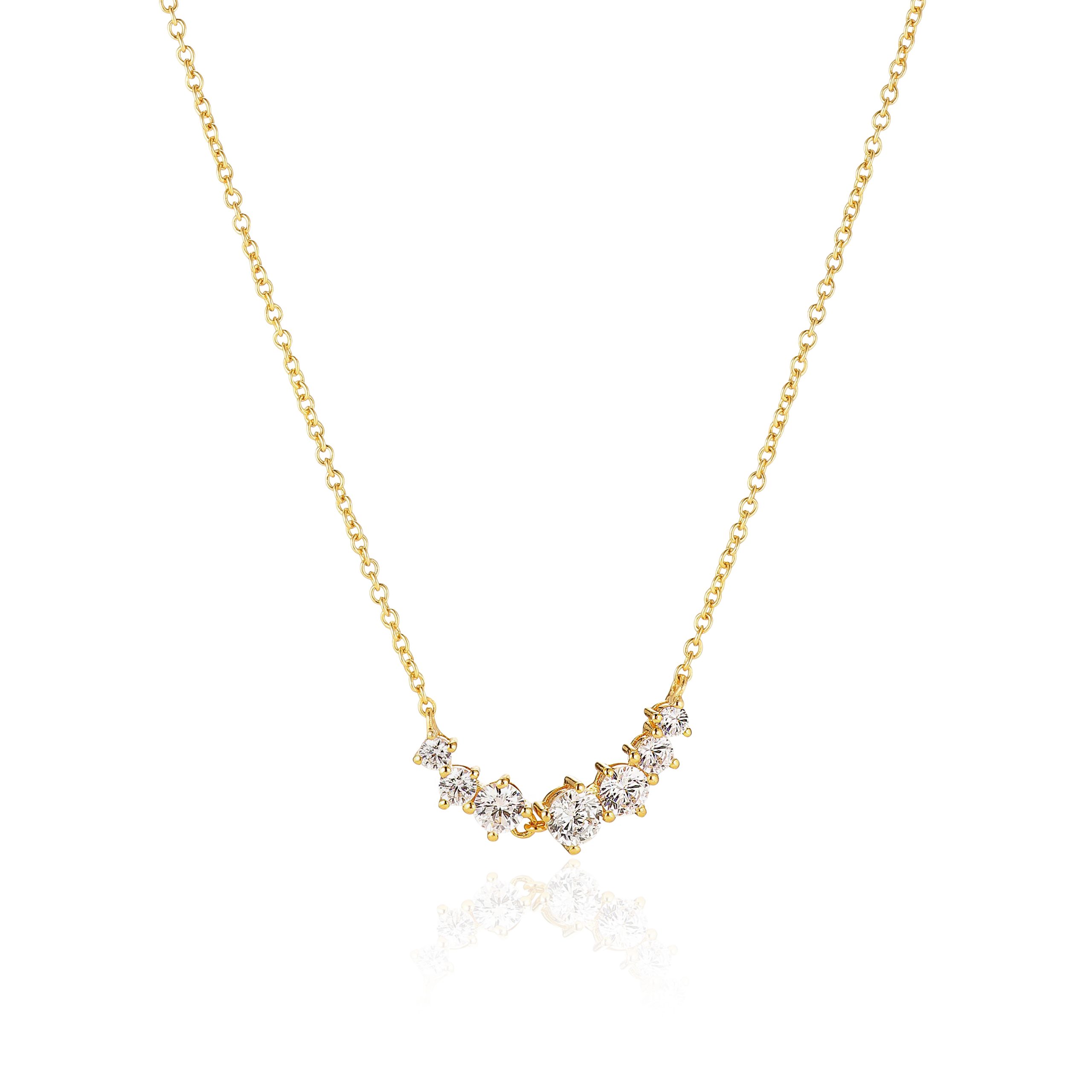 Sif Jakobs Belluno Gold Plated 7 Cubic Zirconia Stone Necklace