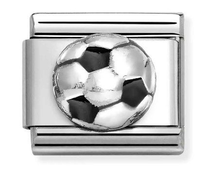Composable Classic Link Football Black Enamel in Sterling Silver