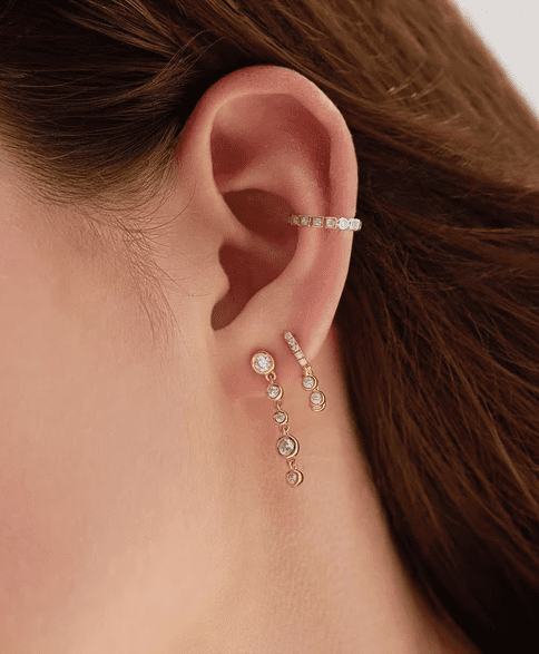 Ania Haie Gold Molten Bezel-Set Drop Stud Earrings - Image 2