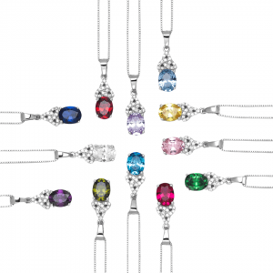 Sterling Silver Trinity Knot & Cubic Zirconia Birthstone Necklace