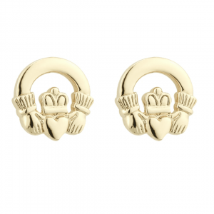 18K Gold Plated Claddagh Stud Earrings