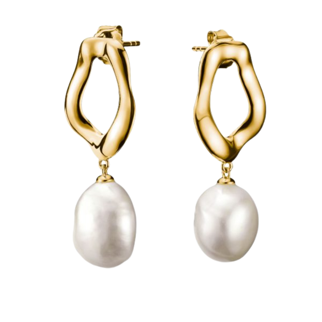 THOMAS SABO Natural Beauty Freshwater Pearl Gold Plated Earrings