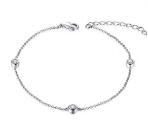 Gisser Silver Cubic Zirconia Bezel Stone Bracelet