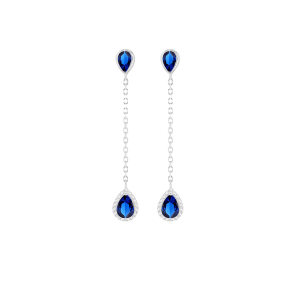 Blue and White Cubic Zirconia Teardrop Drop Earring