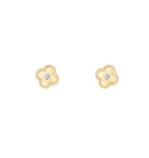 9K Gold Cubic Zirconia Clover Stud