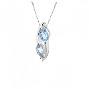 Sterling Silver White & Blue Topaz Pendant