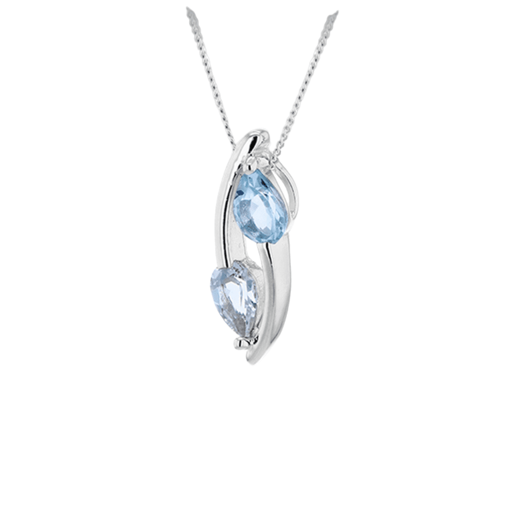 Sterling Silver White & Blue Topaz Pendant